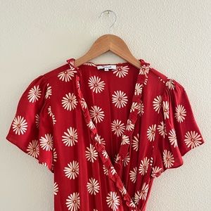 Madewell Ruffle-Edge Wrap Midi Dress in Daisy Daydream